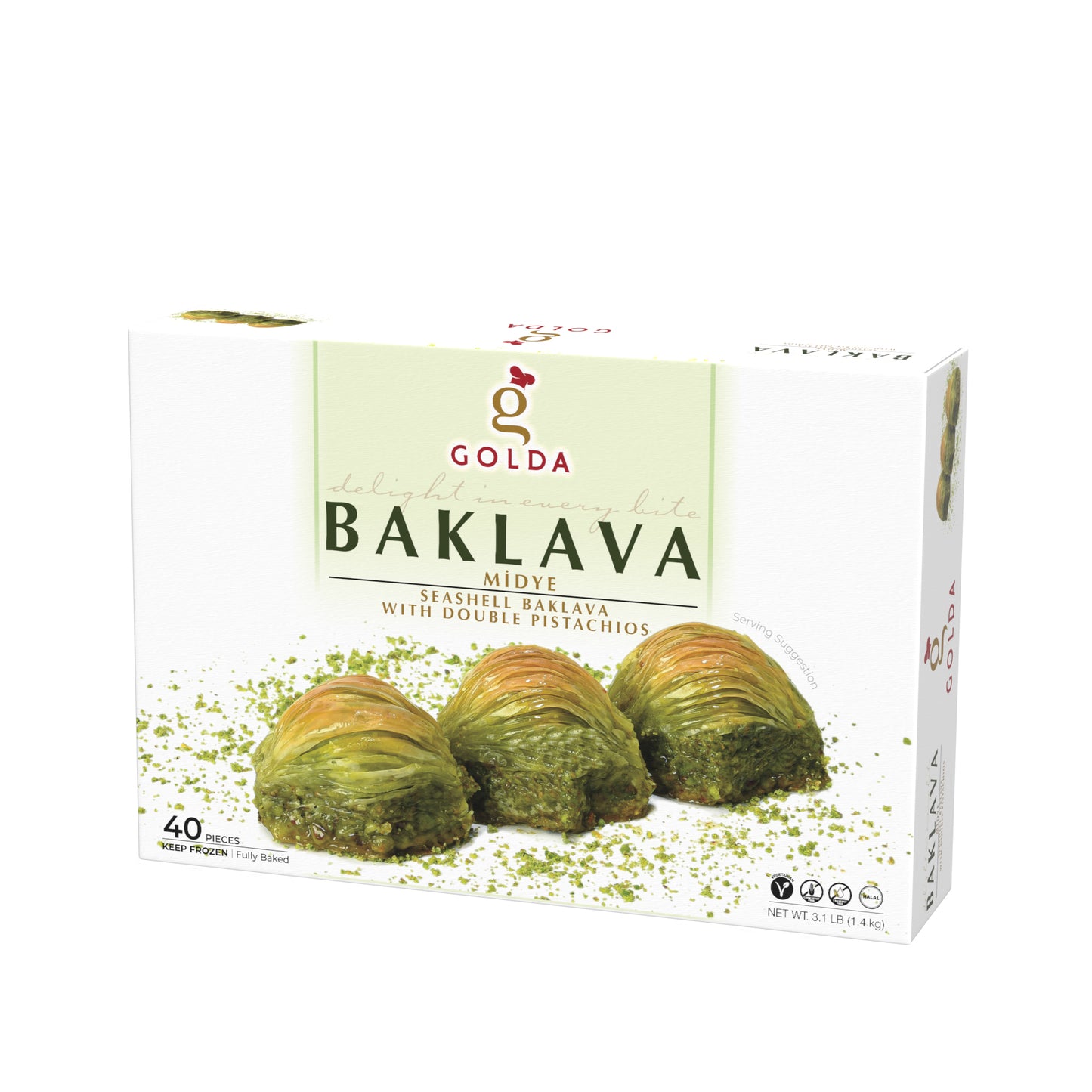 Golda Seashell Baklava w/ Double Pistachios 3.1 lb